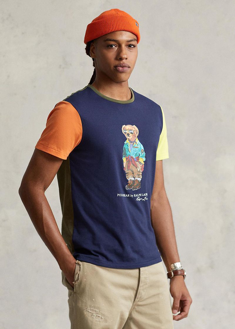 Camiseta Polo Ralph Lauren Hombre Custom Slim Fit Polo Bear Chile Azul Marino ZEKRS-9603